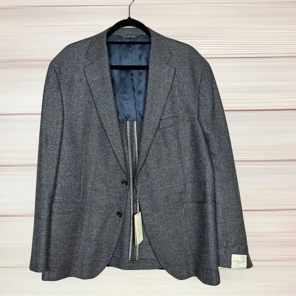 Jack Victor Morton Unconstructed Sport Coat Gray Wool Silk Italy Fabric NWT 46R
